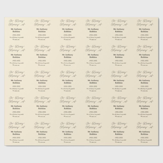 Papier Cadeau In Loving memory of name funeral memory keepsake (Plat)