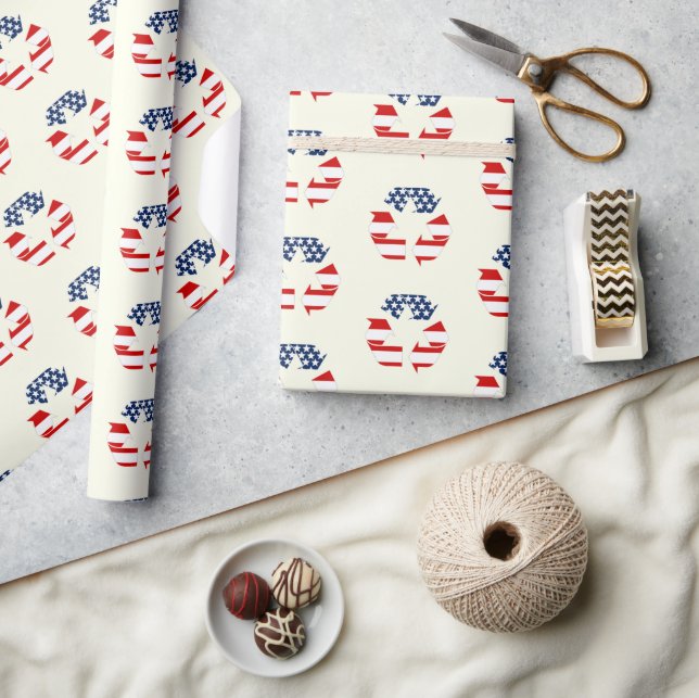 Papier Cadeau Indicateur USA - Symbole rouge blanc & bleu Recycl (Artisanat)