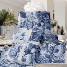 Indigo Blue & White Vintage Floral Toile No 3