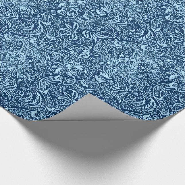 Papier Cadeau Indigo de William Morris et bleu de ciel indiens (Coin)