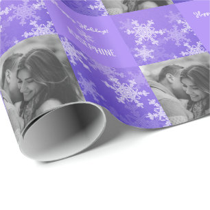 Papier Cadeau Indigo White Snowlfake minimaliste photo Noël