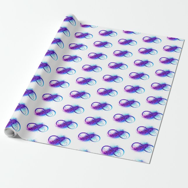 Papier Cadeau Infini avec plume violette (Déroulé)