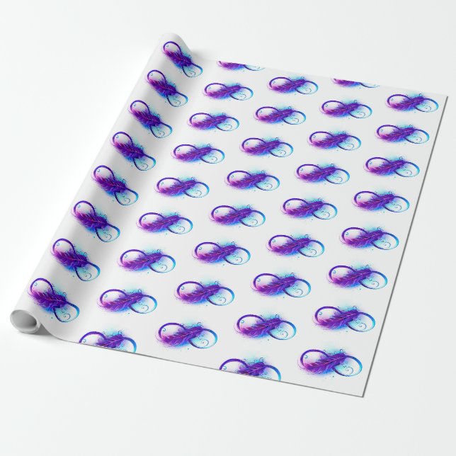 Papier Cadeau Infinity with purple feather (Déroulé)