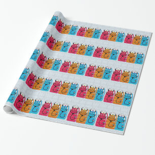 Papier Cadeau Infirmière Chats envelopper cadeau bleu