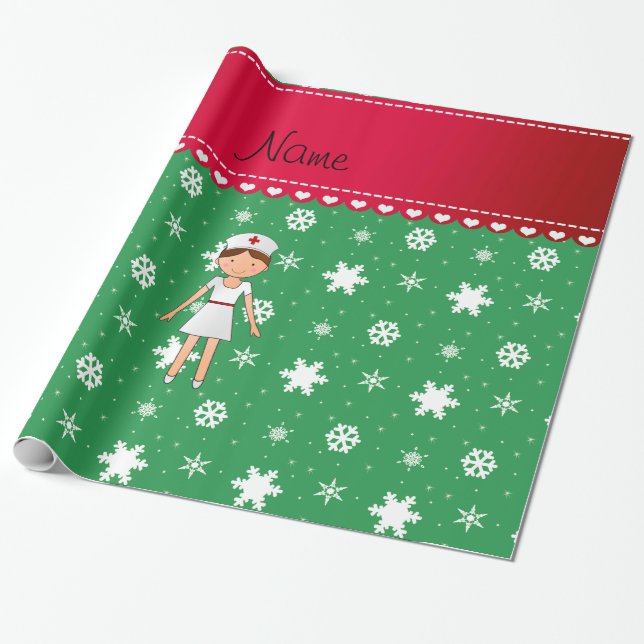 Papier Cadeau Infirmière de nom personnalisée Flammes de neige v (Déroulé)