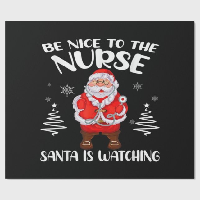 Papier Cadeau Infirmière du Père Noël (Plat)