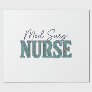 Papier Cadeau Infirmière en médecine chirurgicale dessin floral