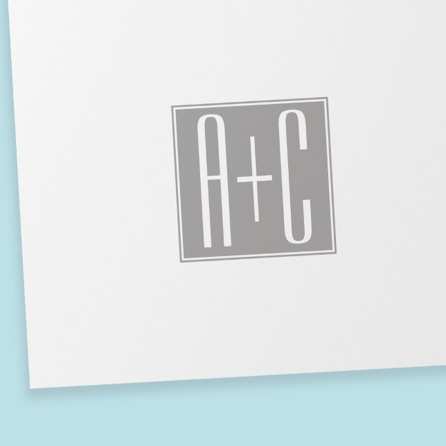 Papier Cadeau Initiales de couple modifiables | Blanc et gris (Créateur téléchargé)