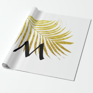 Papier Cadeau Initiales Monographiques Tropicales À Feuilles D'H