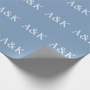 Papier Cadeau Initiales personnalisées sur un mariage Bleu Ardoi