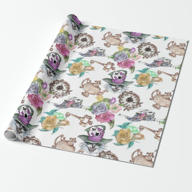 Papier Cadeau Inspiré Par Alice In Wonderland Wrapping Paper (Déroulé)
