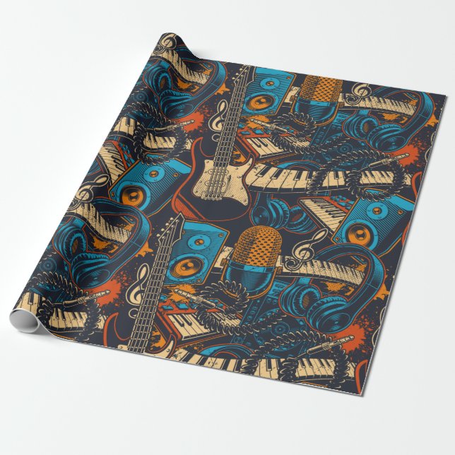 Papier Cadeau Instruments de musique (Déroulé)