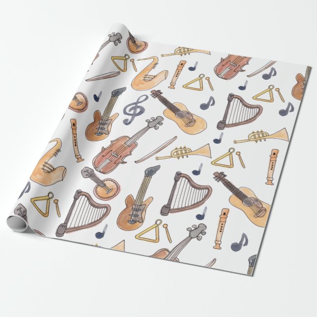 Papier Cadeau Instruments de musique (Déroulé)