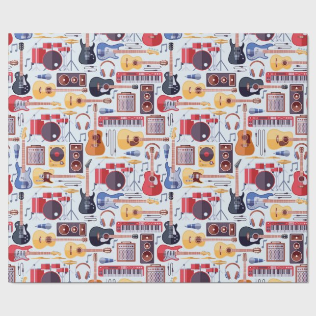 Papier Cadeau Instruments de musique colorés motif (Couture)