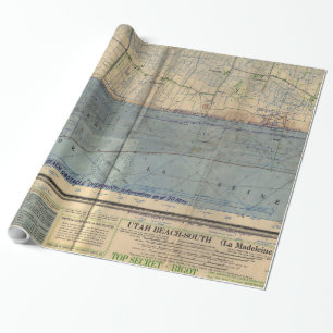 Papier Cadeau Invasion vintage Map (1944) de le jour J de plage