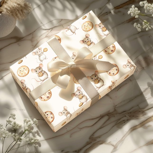 Papier Cadeau Invitation de l'Anniversaire de enfant de cookies  (Sweet Cookie Mouse Theme Kid Birthday Wrapping Paper)
