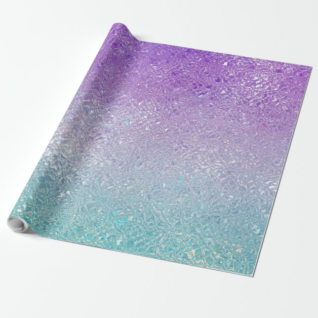 Papier Cadeau Iridescente verre menthe vert et violet ombre (Déroulé)