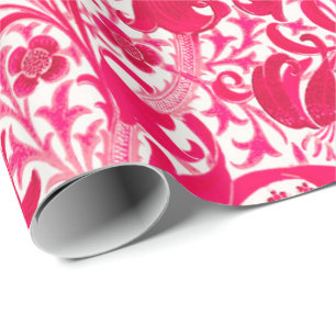 Papier Cadeau Iris de William Morris et lis, rose de fuchsia