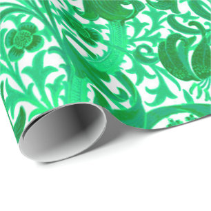 Papier Cadeau Iris de William Morris et lis, vert de jade