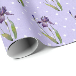 Papier Cadeau Iris violet en Pois