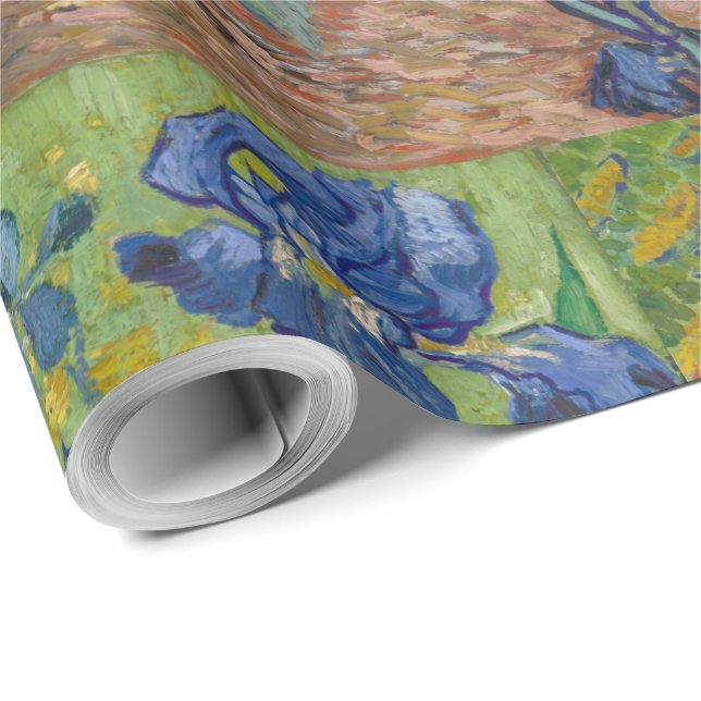Papier Cadeau Irises Blue Green Jaune Van Gogh (Coin rond)
