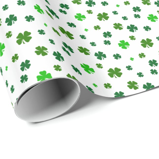 Papier cadeau irlandais Shamrock à quatre feuilles (Coin rond)