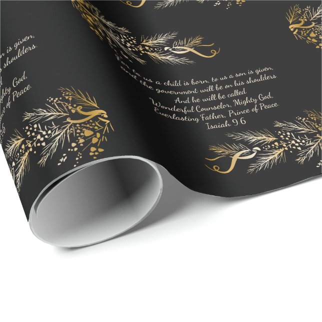 Papier Cadeau Isaïe 9:6 Pour Nous Un Enfant Est Né Noël Unique (Coin rond)