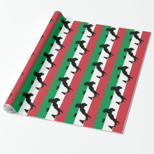 Papier Cadeau Italie Rouge Blanc Vert Rayures