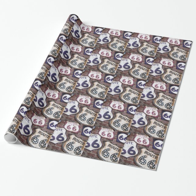 Papier Cadeau Itinéraire iconique vintage 66 (Déroulé)