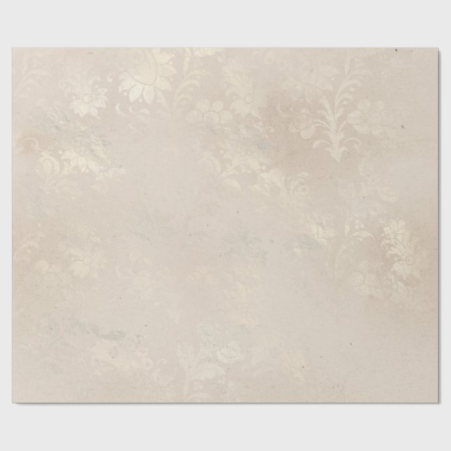 Papier Cadeau Ivoire et Grunge blanc Distressed Damask (Plat)