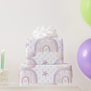 Papier Cadeau Ivory Lavender Boho Rainbow Baby Girl Douche