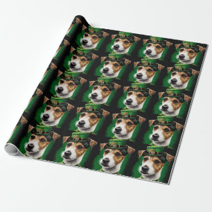 Papier Cadeau Jack Russell Chien en robe de fête St. Patrick