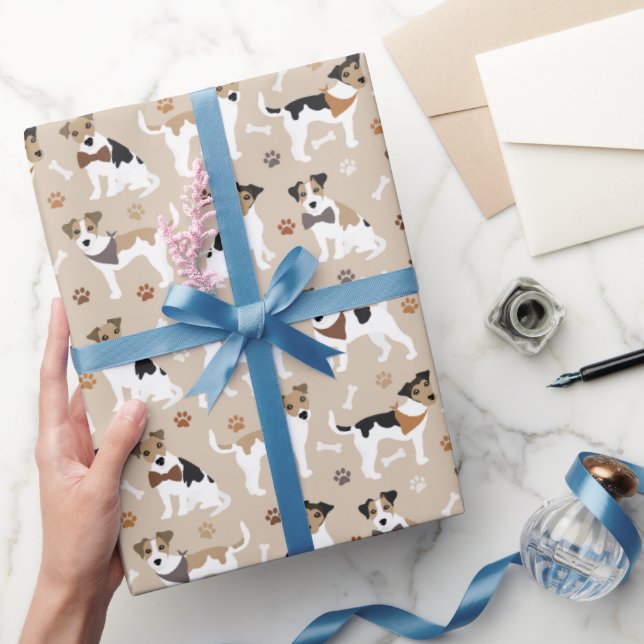 Papier Cadeau Jack Russell Papier d'enveloppement de pattes et d (Cadeaux)