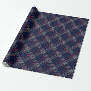 Papier Cadeau Jacquard bleu rouge Motif