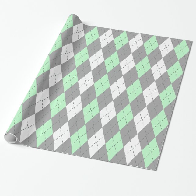 Papier Cadeau Jacquard Mint Charcoal Dk Grey Wht XL (Déroulé)