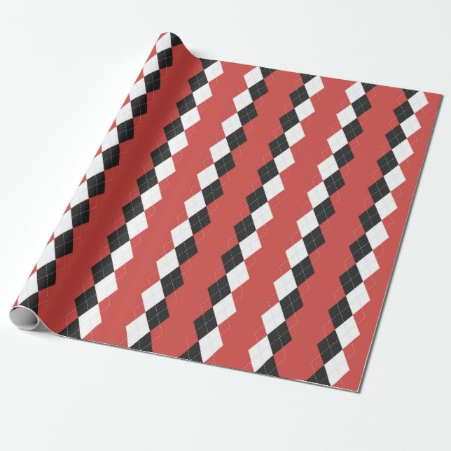 Papier Cadeau Jacquard plaid. Motif écossais en blanc, noir et (Déroulé)