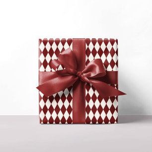 Papier Cadeau Jacquard rouge et blanc Festive Noël moderne