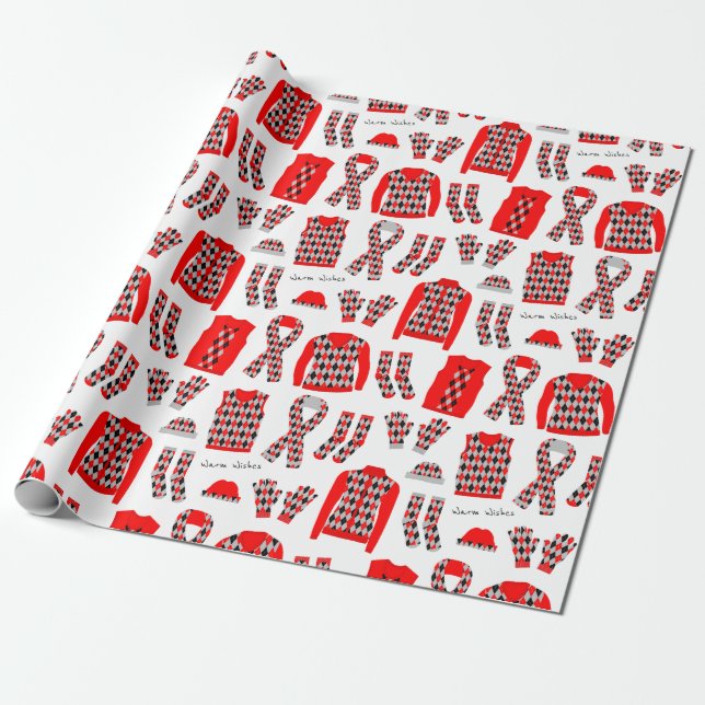 Papier Cadeau Jacquard rouge Motif articles papier d'emballage - (Déroulé)