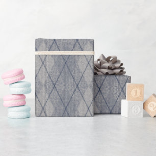 Papier Cadeau Jacquard Tissu Faux Texture Gris Bleu