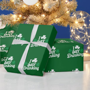Papier Cadeau J'adore boire pendant la journée, drôle de St Patr