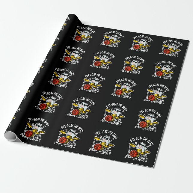 Papier Cadeau J'ai chéri Le Beat Funny Drummer Pun Dark BG (Déroulé)