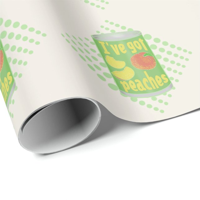 Papier Cadeau J'ai des pêches Tin de fruit (Coin rond)