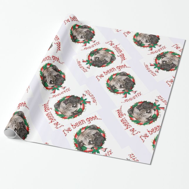Papier Cadeau J'Ai Été Bon La Plupart Du Temps... Carlin Wreath  (Déroulé)