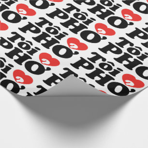 Papier Cadeau J'aime (Amour) Pho (Tôi ❤ PHỞ) Langue Vietnamienne