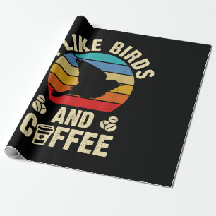 Papier Cadeau J'aime Birds & Coffee Funny vintage Birds thème lo