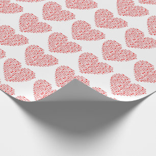 Papier Cadeau J'aime Coeur Rouge Forme Noël Christ Vacances