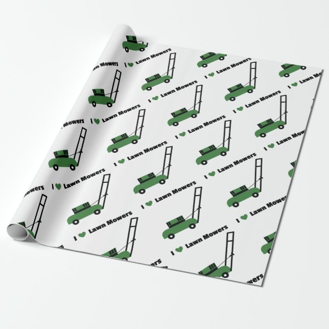 Papier Cadeau J'aime des tondeuses à gazon (Déroulé)