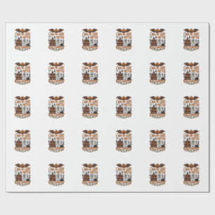 Papier Cadeau J'aime Halloween Maison Hantée Squelette Citrouill
