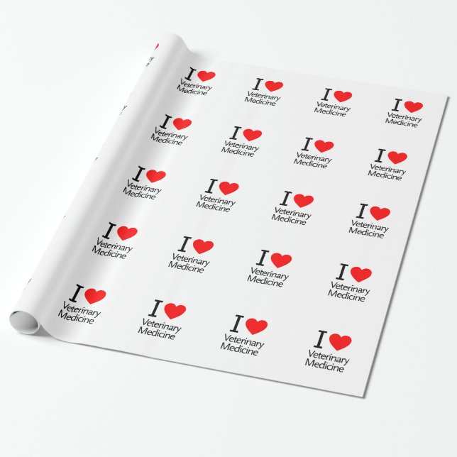 Papier Cadeau J'aime la médecine vétérinaire (Déroulé)