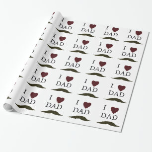 Papier Cadeau J'aime la moustache de papa